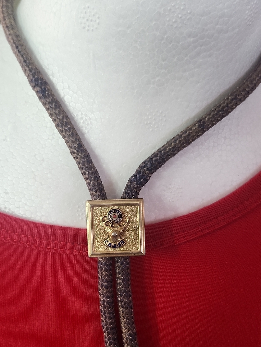 BPOE vintage Masonic Western Bolo Tie with Emblem - cloth Cord